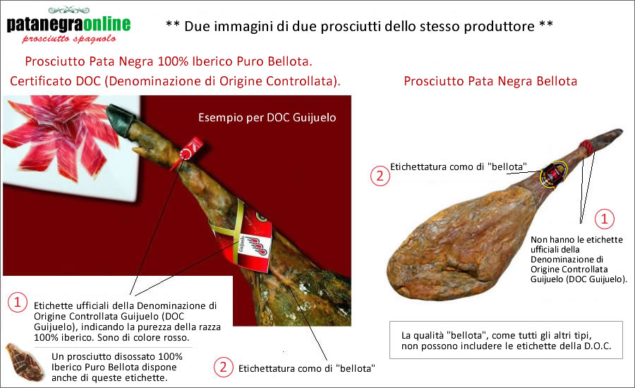 Differenze Prosciutto Puro Bellota e altre qualita