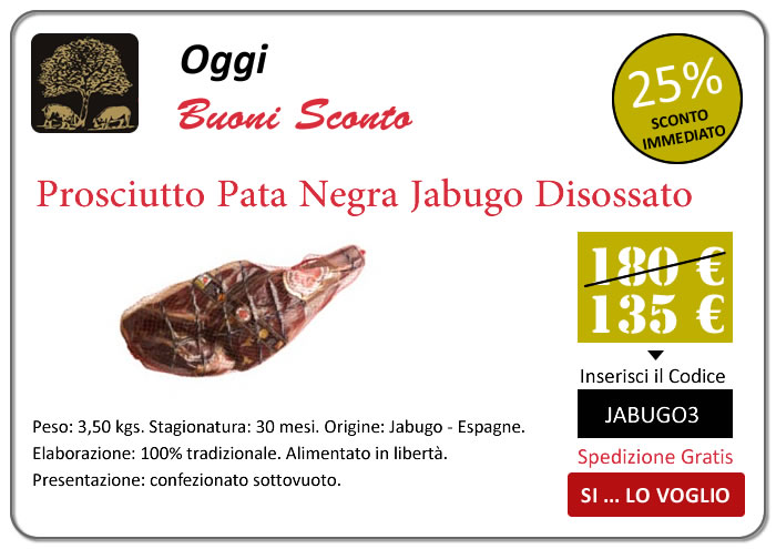 Buoni sconto su prosciutto pata negra disossato